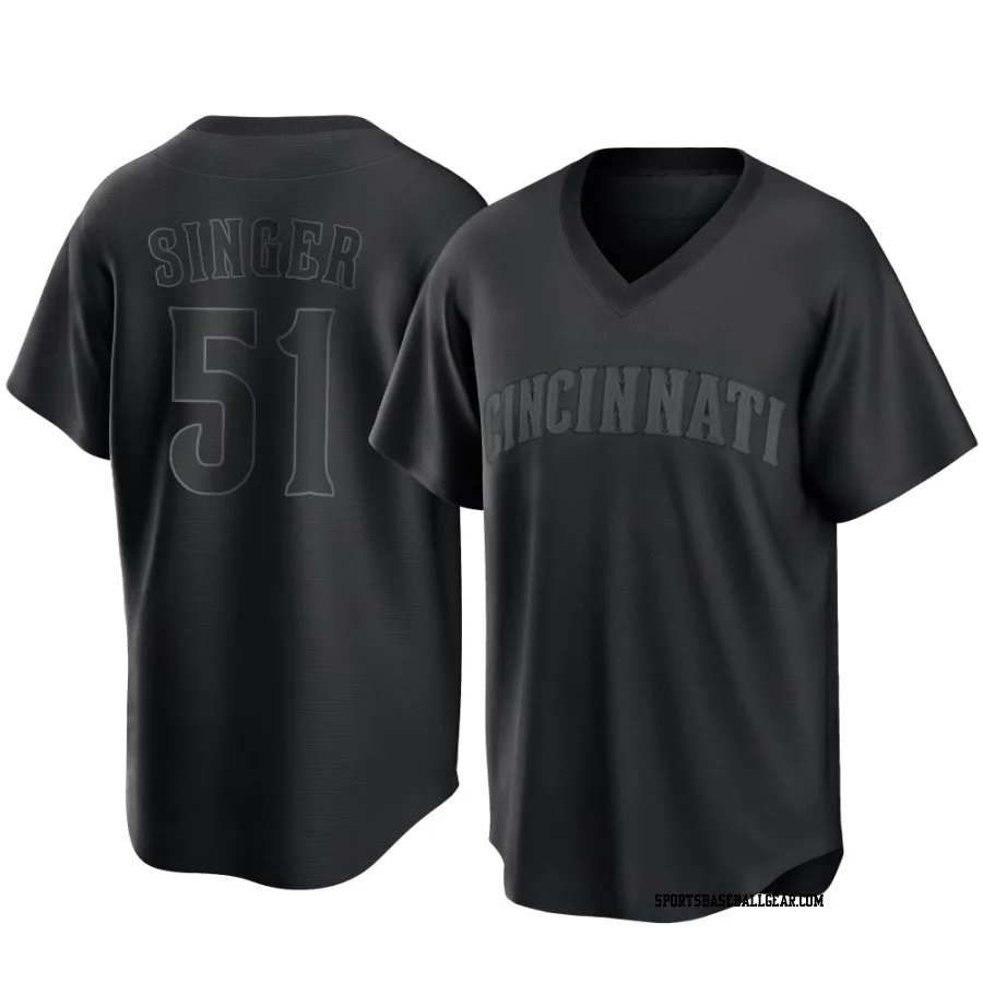 Brady Singer Youth Cincinnati Reds Black Replica Pitch Fashion Jersey