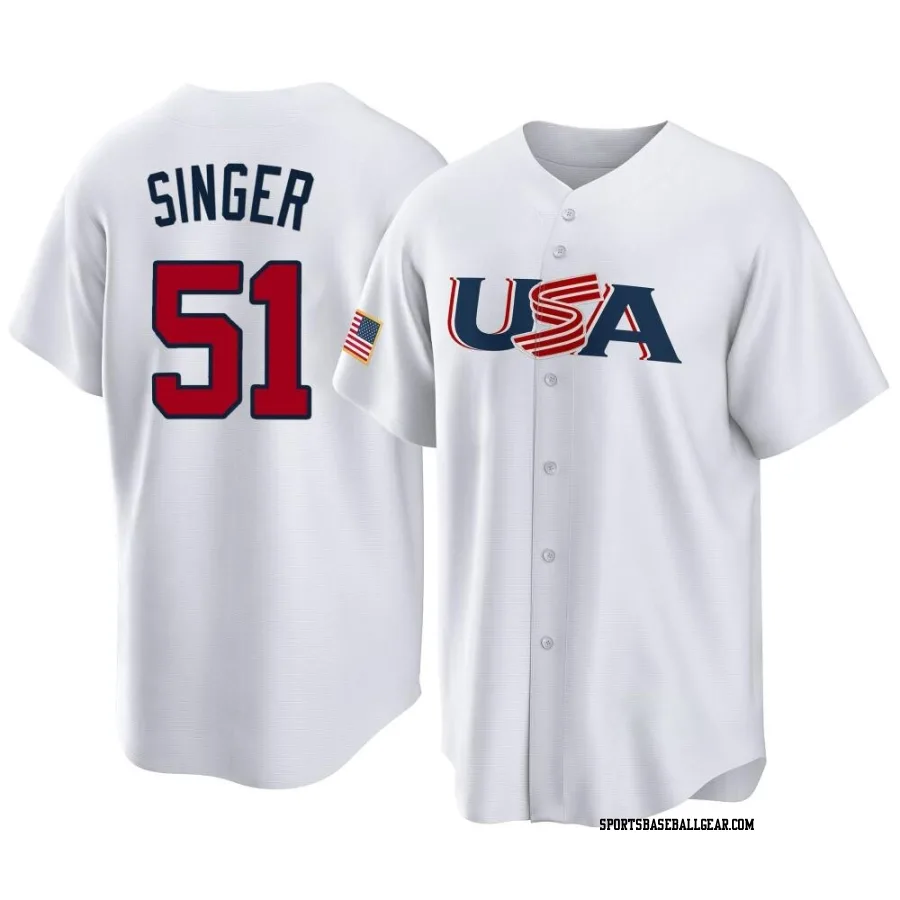 Brady Singer Youth USA Baseball White Replica 2023 World Baseball Classic Jersey