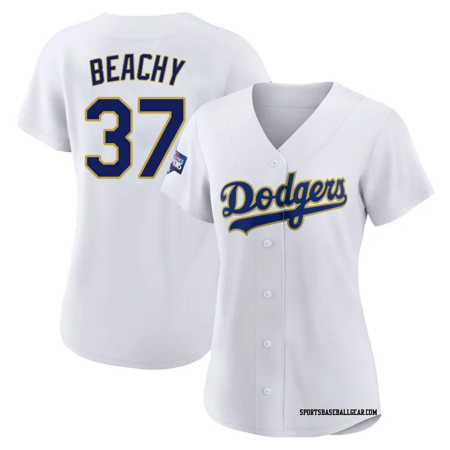 Brandon Beachy Women's Los Angeles Dodgers White/Gold Replica 2021 Gold Program Player Jersey