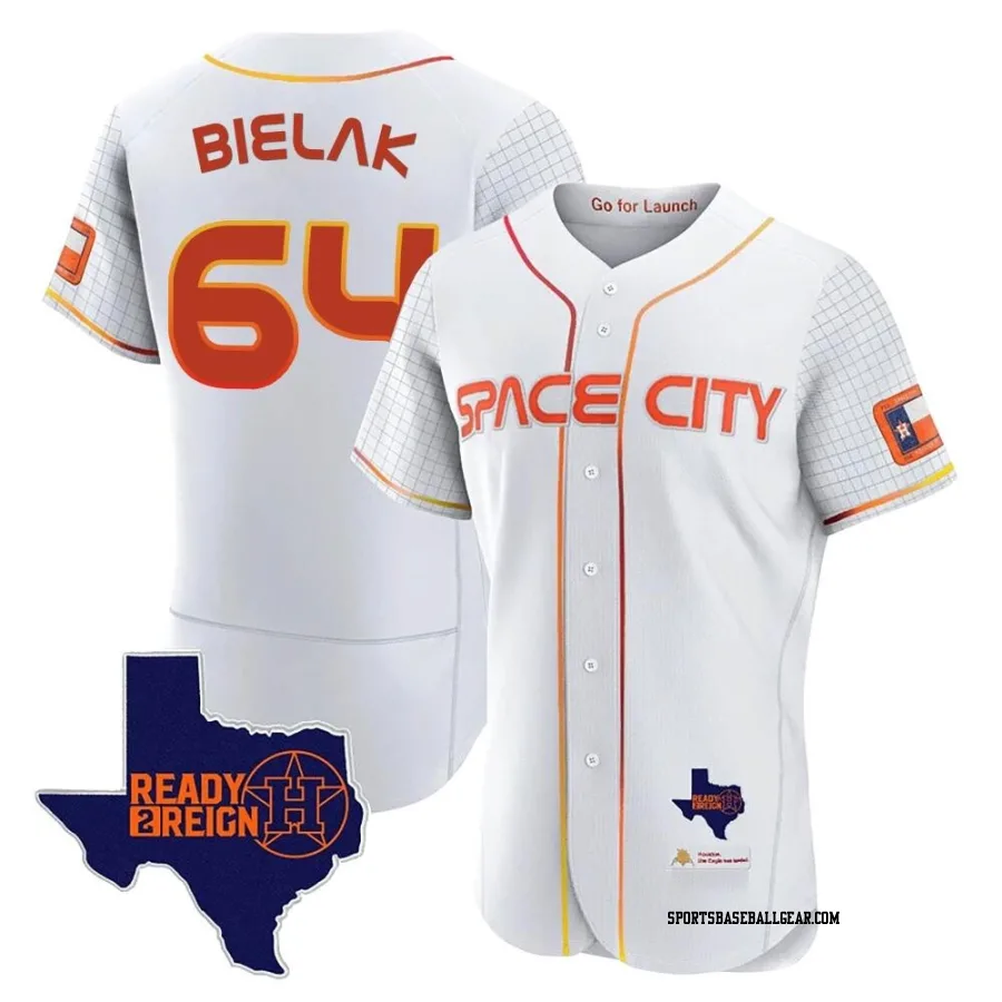 Brandon Bielak Men's Houston Astros White Authentic 2023 Space City Ready 2 Reign Flex Base Jersey
