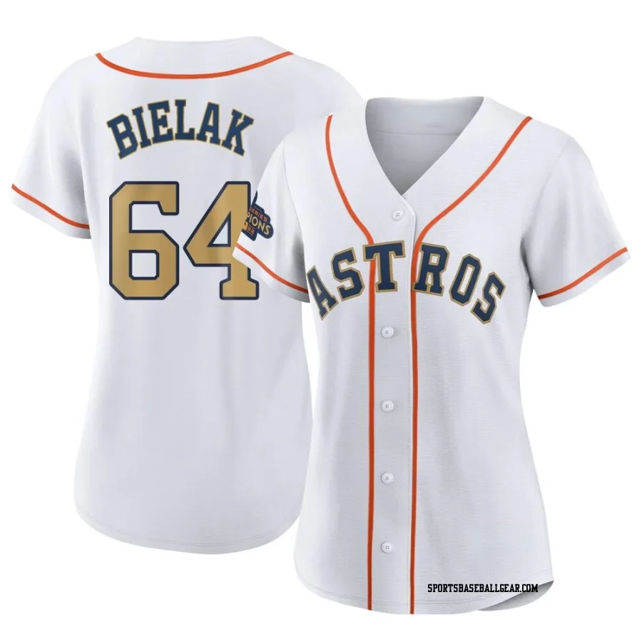 Brandon Bielak Women's Houston Astros Gold Authentic White 2023 Collection Jersey