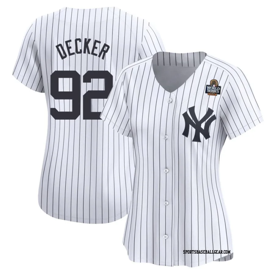 Brandon Decker Women's New York Yankees White Limited Yankee Home 2024 World Series Jersey