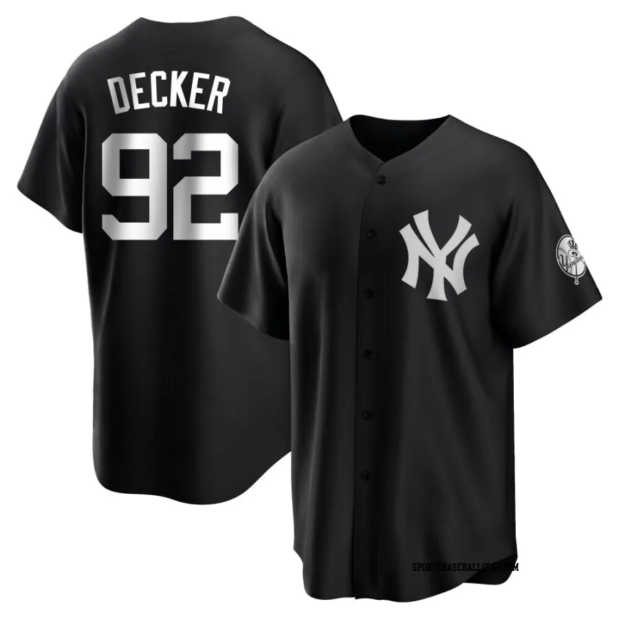 Brandon Decker Youth New York Yankees Black/White Replica Jersey