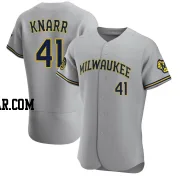 Brandon Knarr Men's Milwaukee Brewers Gray Authentic Road Jersey