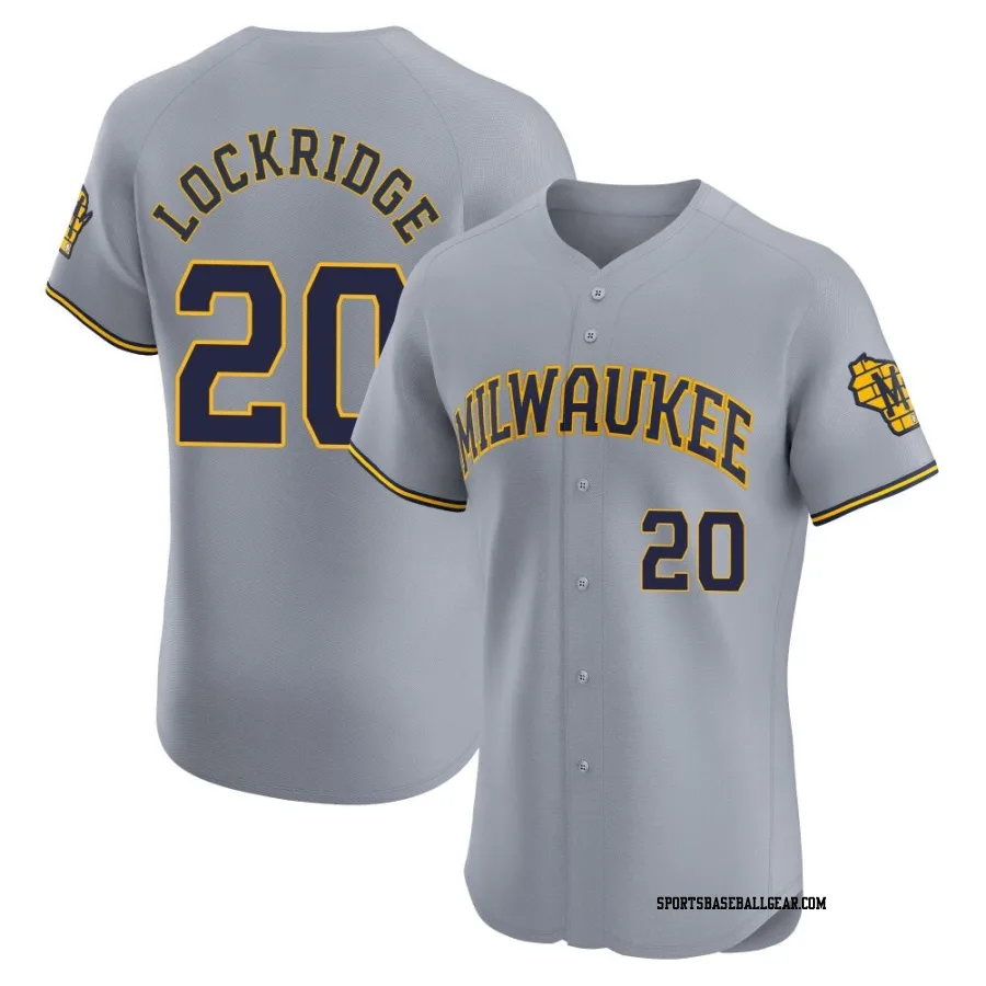 Brandon Lockridge Men's Milwaukee Brewers Gray Elite Road Jersey