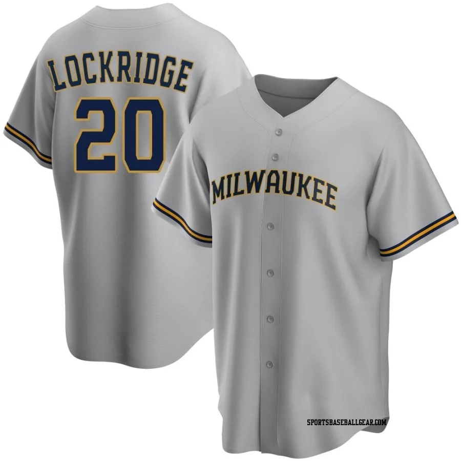 Brandon Lockridge Men's Milwaukee Brewers Gray Replica Road Jersey