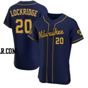 Brandon Lockridge Men's Milwaukee Brewers Navy Authentic Alternate Jersey