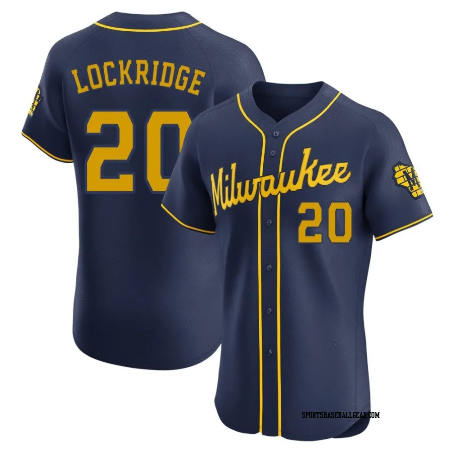 Brandon Lockridge Men's Milwaukee Brewers Navy Elite Alternate Jersey