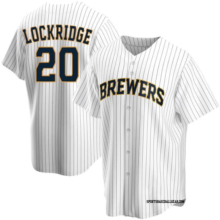 Brandon Lockridge Men's Milwaukee Brewers White Replica Home Jersey