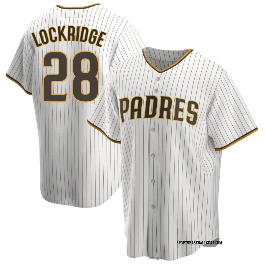 Brandon Lockridge Men's San Diego Padres White/Brown Replica Home Jersey