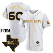 Brandon Walter Men's Houston Astros White/Gold Authentic 2023 Space City Ready 2 Reign Flex Base Jersey