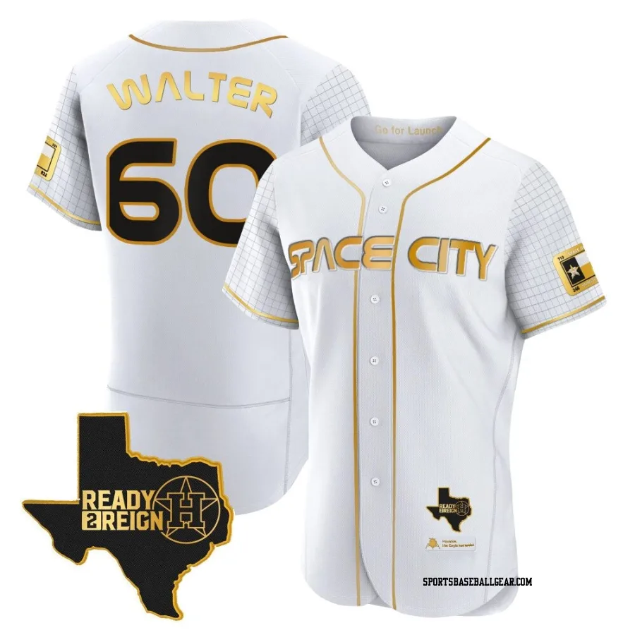 Brandon Walter Men's Houston Astros White/Gold Authentic 2023 Space City Ready 2 Reign Flex Base Jersey