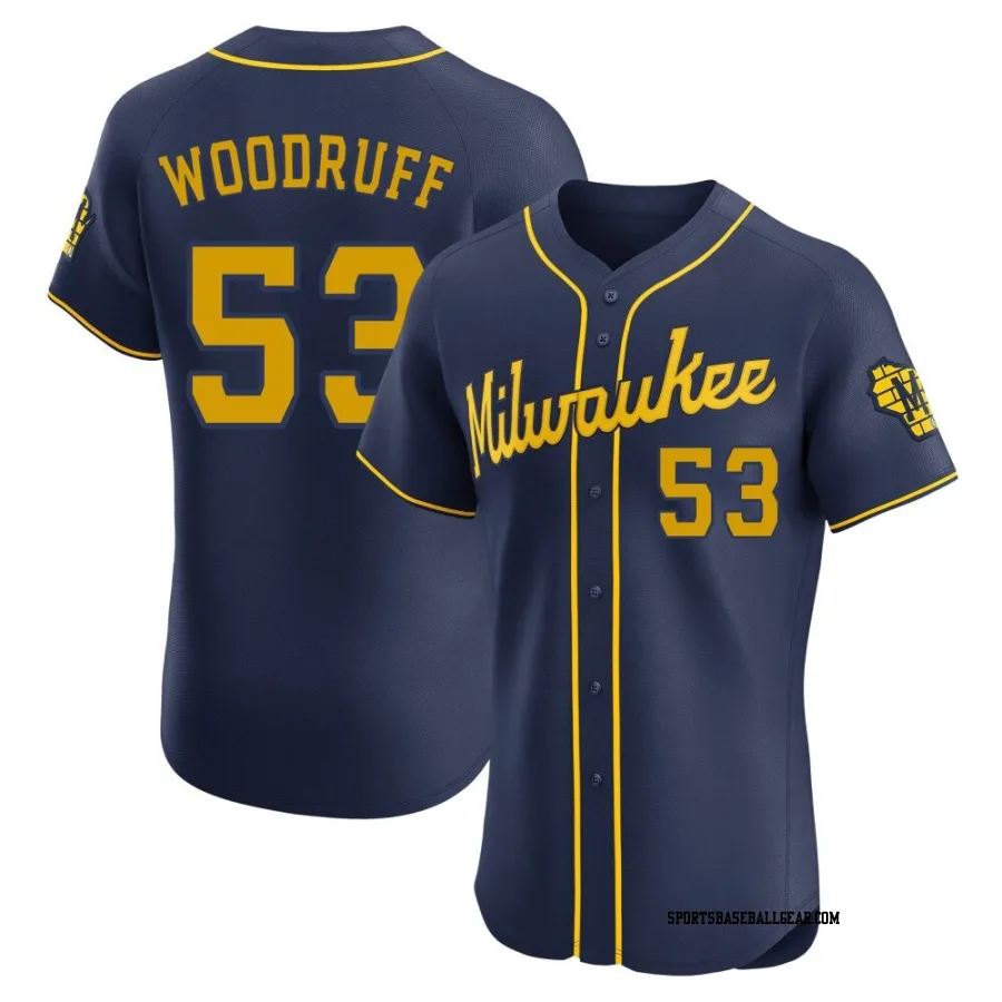 Brandon Woodruff Men's Milwaukee Brewers Navy Elite Alternate Jersey