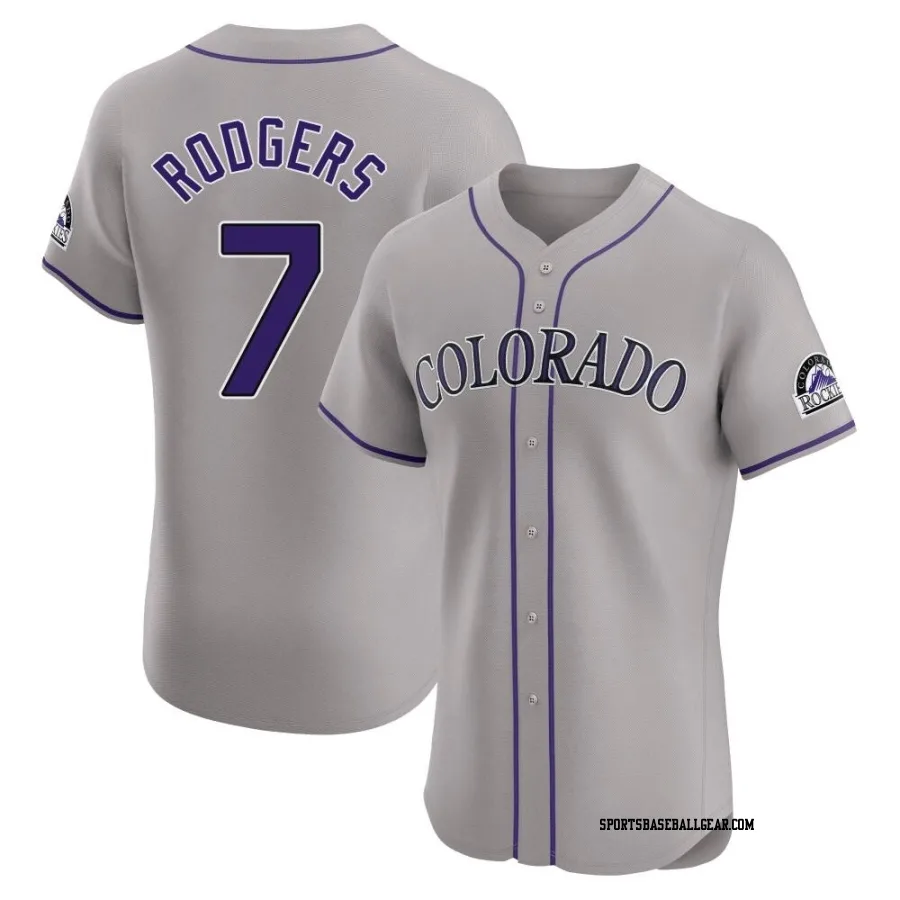 Brendan Rodgers Men's Colorado Rockies Gray Elite Road Jersey