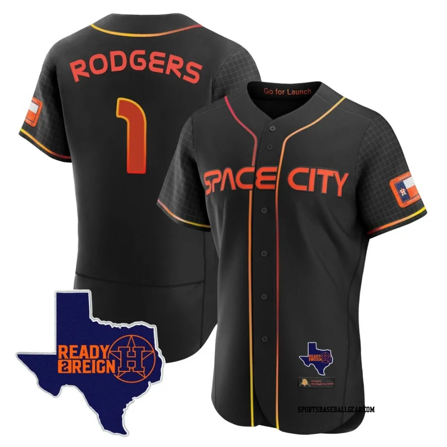 Brendan Rodgers Men's Houston Astros Black Authentic 2023 Space City Ready 2 Reign Flex Base Jersey