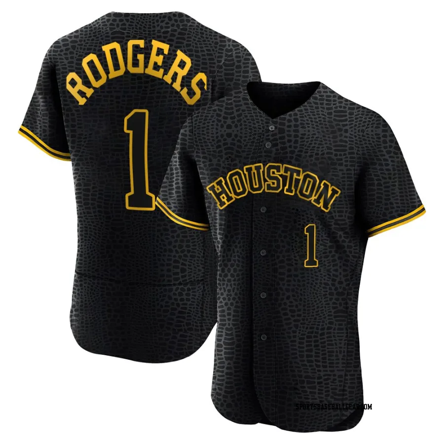 Brendan Rodgers Men's Houston Astros Black Authentic Snake Skin City Jersey