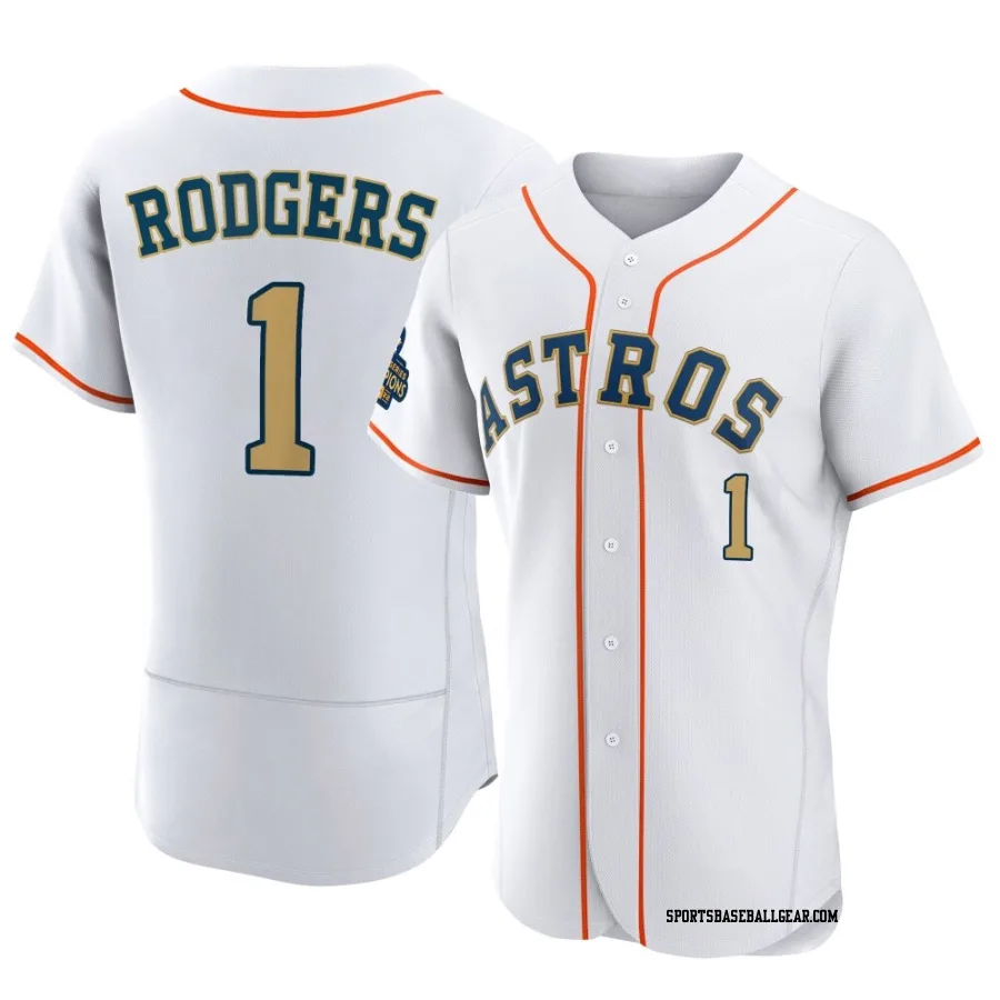 Brendan Rodgers Men's Houston Astros Gold Authentic White 2023 Collection Jersey