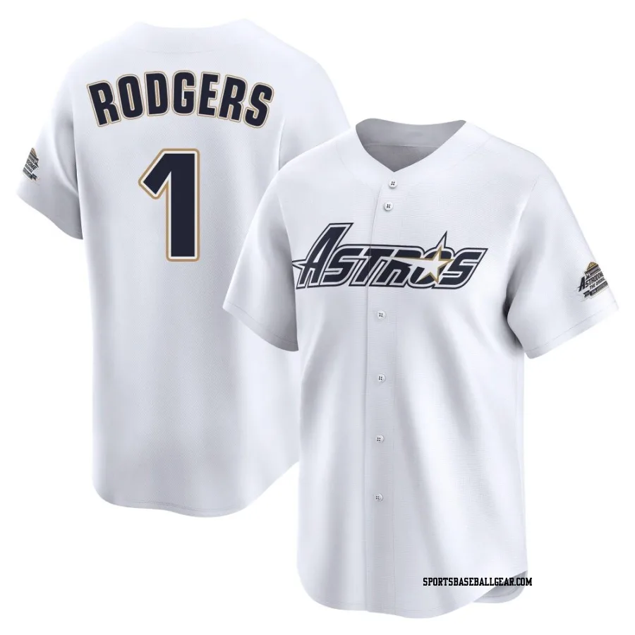 Brendan Rodgers Men's Houston Astros White Limited Throwback Cooperstown Collection Jersey