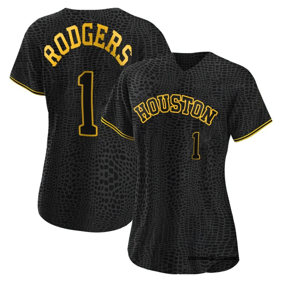 Brendan Rodgers Women's Houston Astros Black Authentic Snake Skin City Jersey
