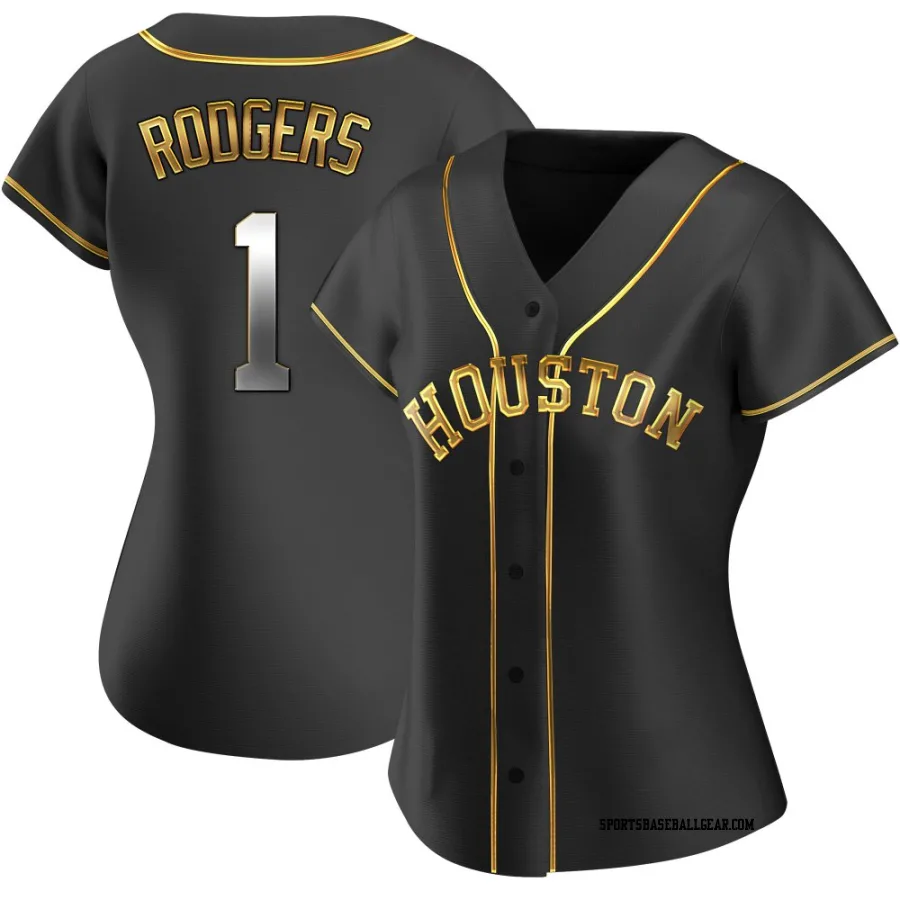 Brendan Rodgers Women's Houston Astros Black Golden Replica Alternate Jersey