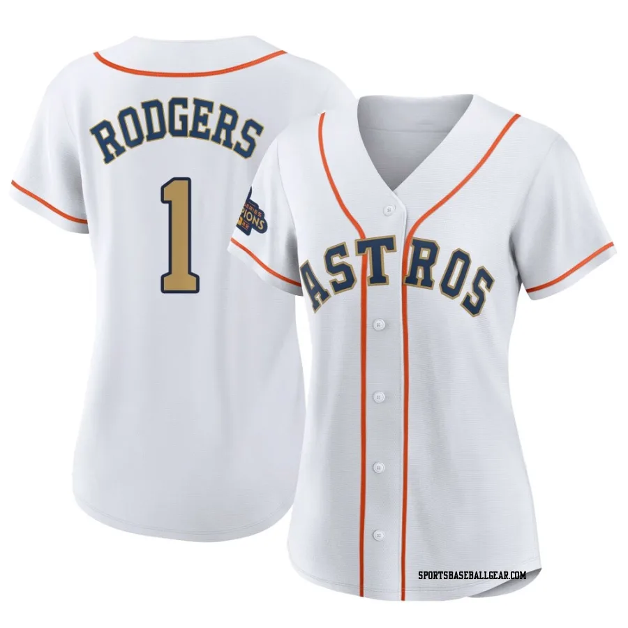Brendan Rodgers Women's Houston Astros Gold Replica White 2023 Collection Jersey