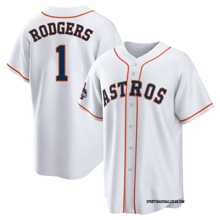 Brendan Rodgers Youth Houston Astros White Replica 2022 World Series Champions Home Jersey