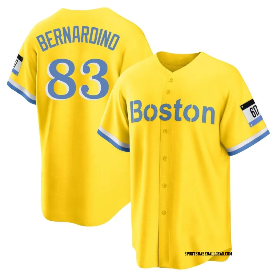 Brennan Bernardino Youth Boston Red Sox Gold/Light Replica Blue 2021 City Connect Player Jersey