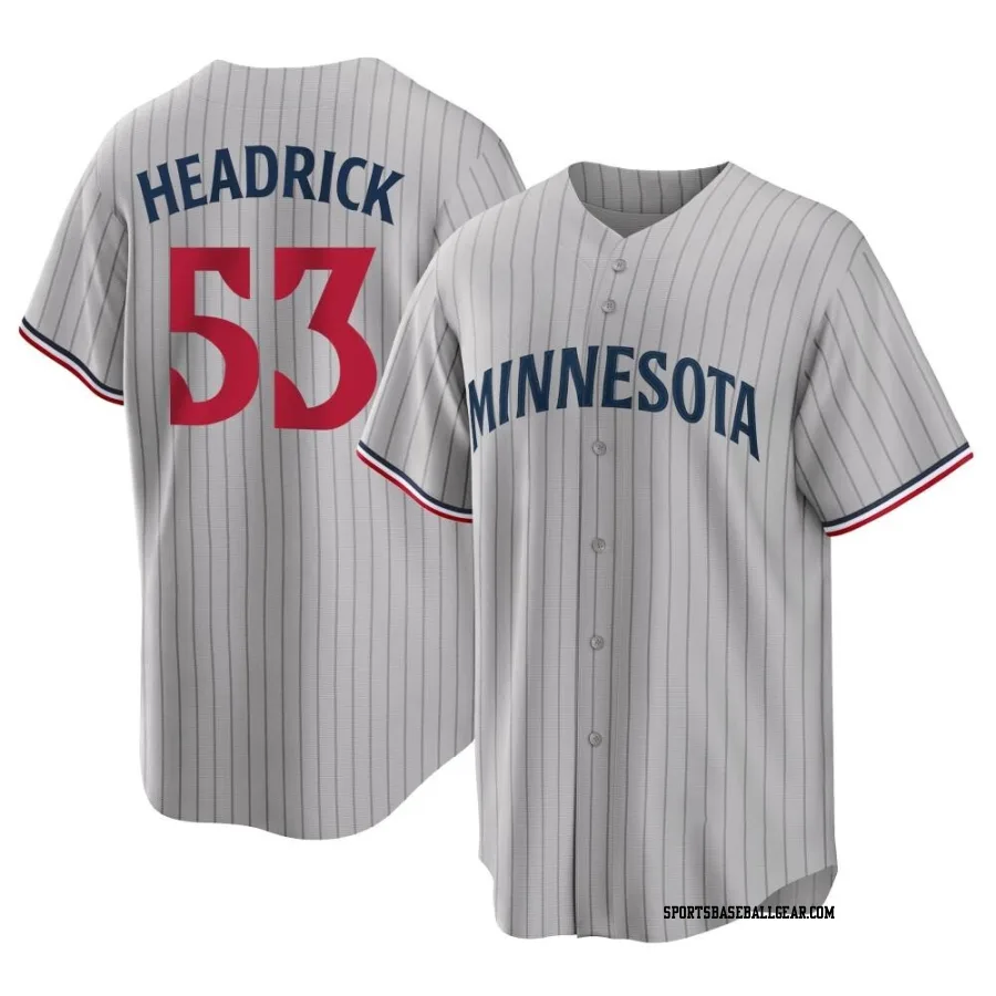 Brent Headrick Men's Minnesota Twins Gray Replica Road Jersey
