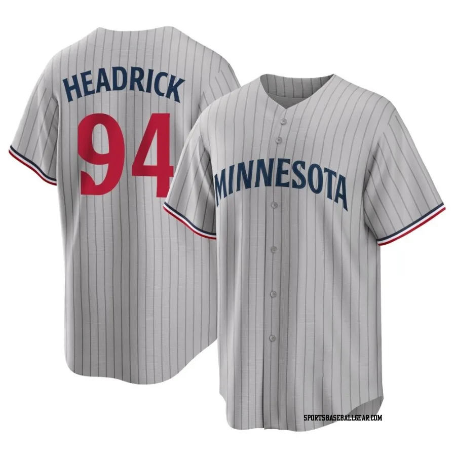 Brent Headrick Men's Minnesota Twins Gray Replica Road Jersey