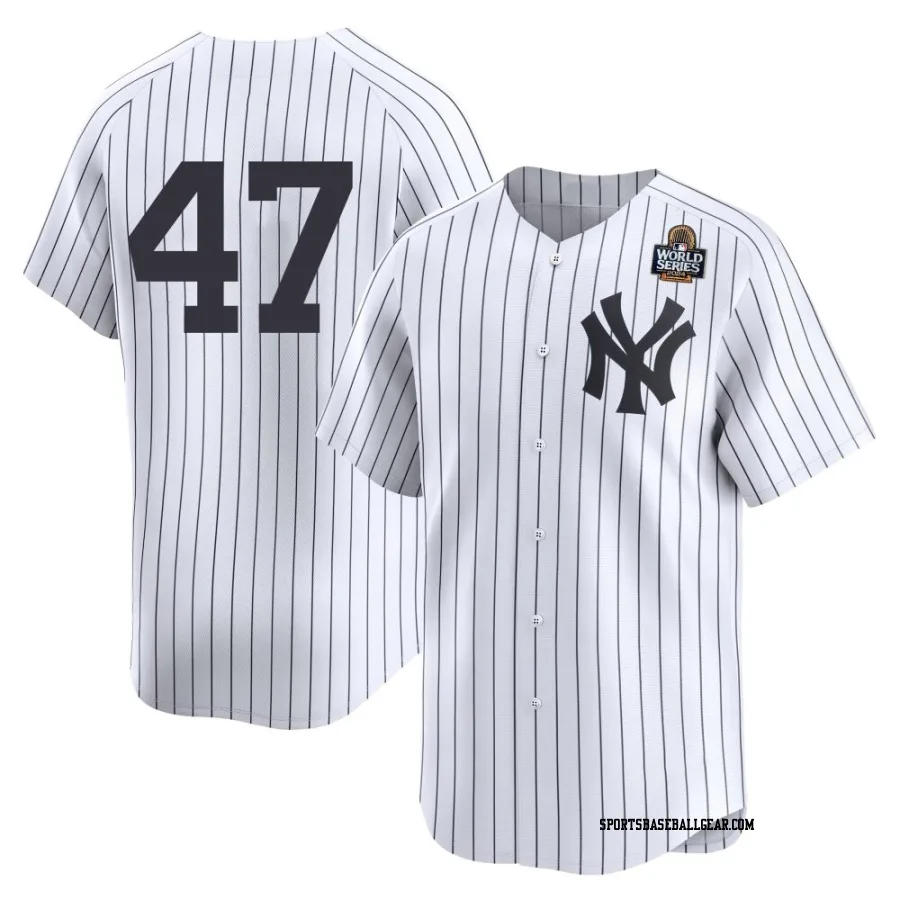 Brent Headrick Men's New York Yankees White Limited Yankee Home 2nd 2024 World Series Jersey