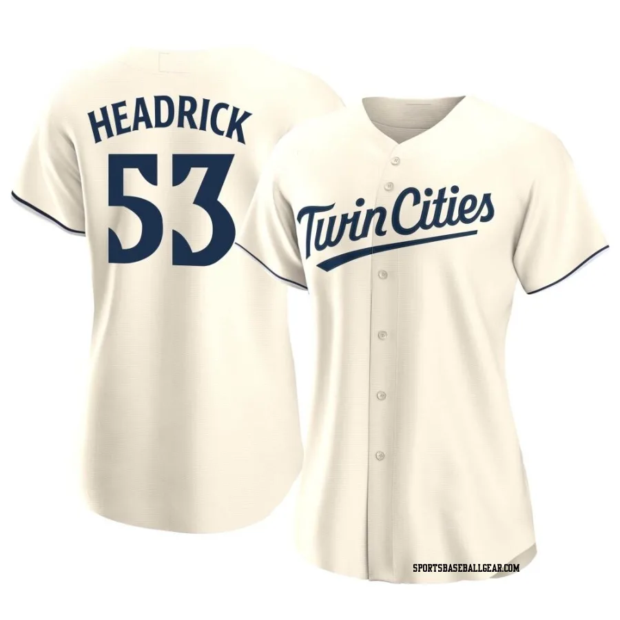 Brent Headrick Women's Minnesota Twins Cream Replica Alternate Jersey