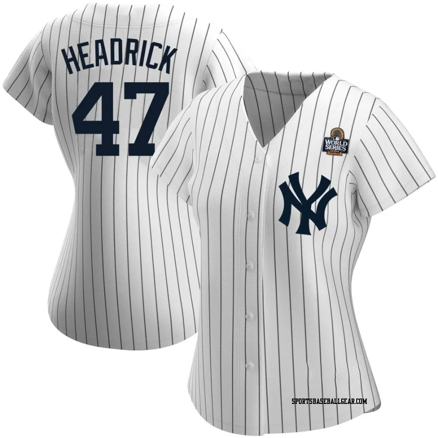Brent Headrick Women's New York Yankees White Authentic Home Name 2024 World Series Jersey
