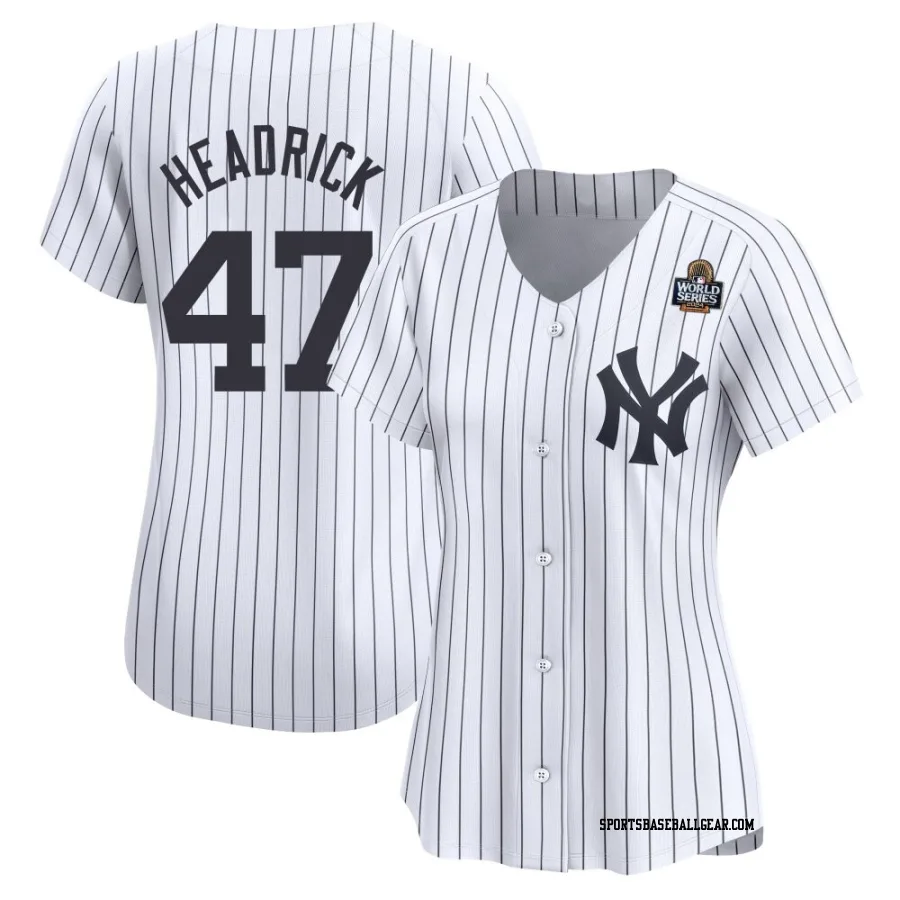 Brent Headrick Women's New York Yankees White Limited Yankee Home 2024 World Series Jersey