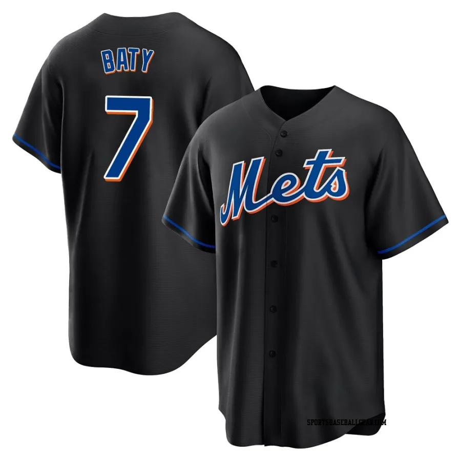 Brett Baty Men's New York Mets Black Replica 2022 Alternate Jersey
