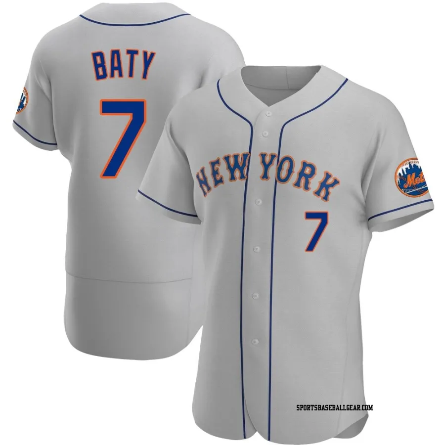 Brett Baty Men's New York Mets Gray Authentic Road Jersey