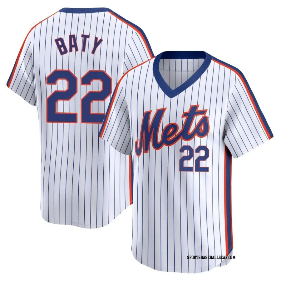 Brett Baty Men's New York Mets White Limited Cooperstown Collection Jersey