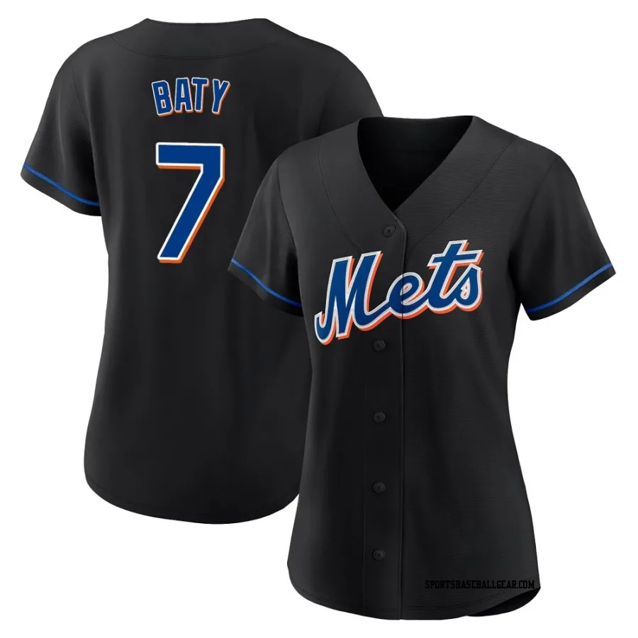 Brett Baty Women's New York Mets Black Replica 2022 Alternate Jersey