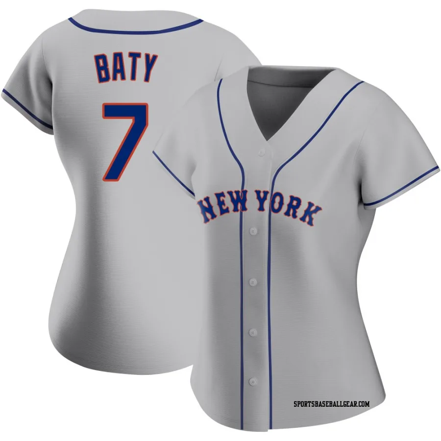 Brett Baty Women's New York Mets Gray Replica Road Jersey
