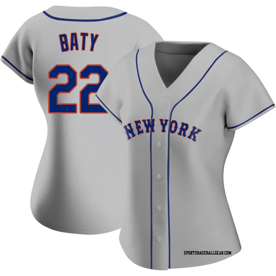 Brett Baty Women's New York Mets Gray Replica Road Jersey