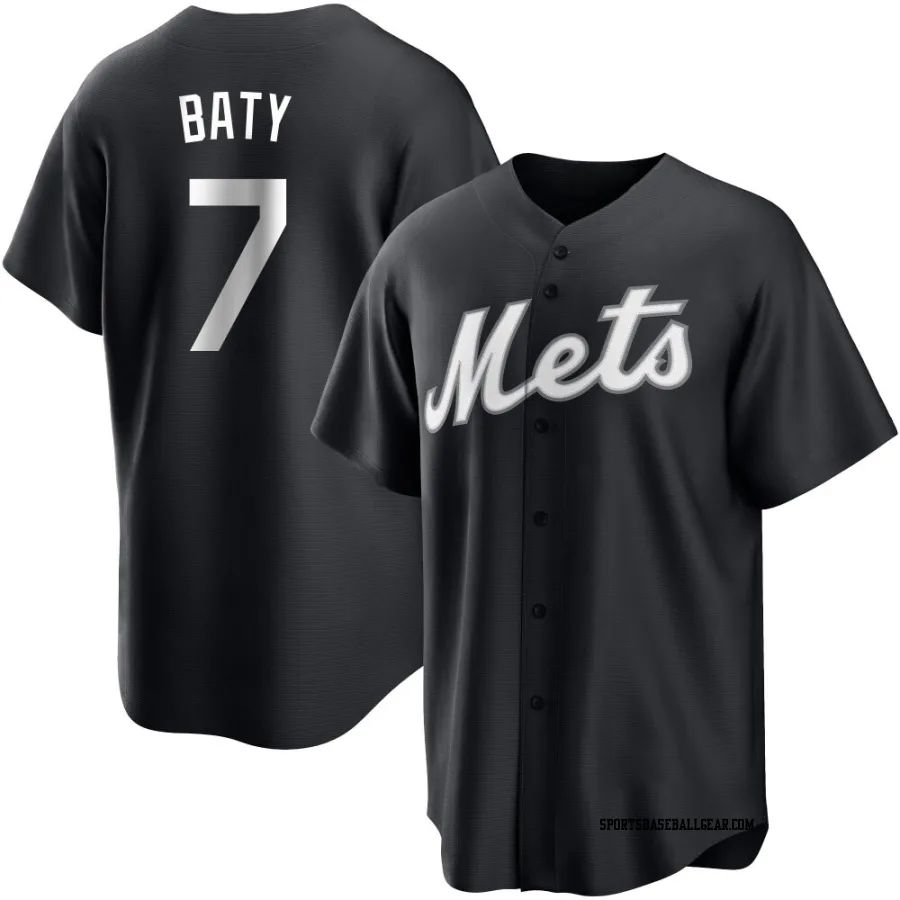 Brett Baty Youth New York Mets Black/White Replica Jersey