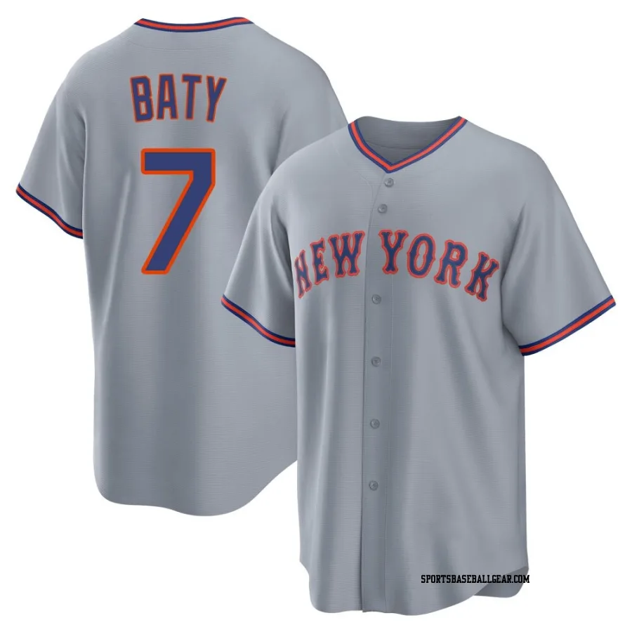 Brett Baty Youth New York Mets Gray Replica Away 2.0 Jersey