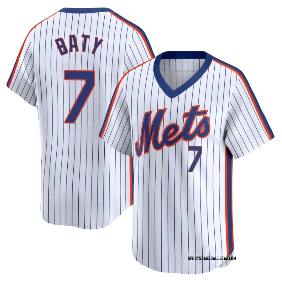 Brett Baty Youth New York Mets White Limited Cooperstown Collection Jersey