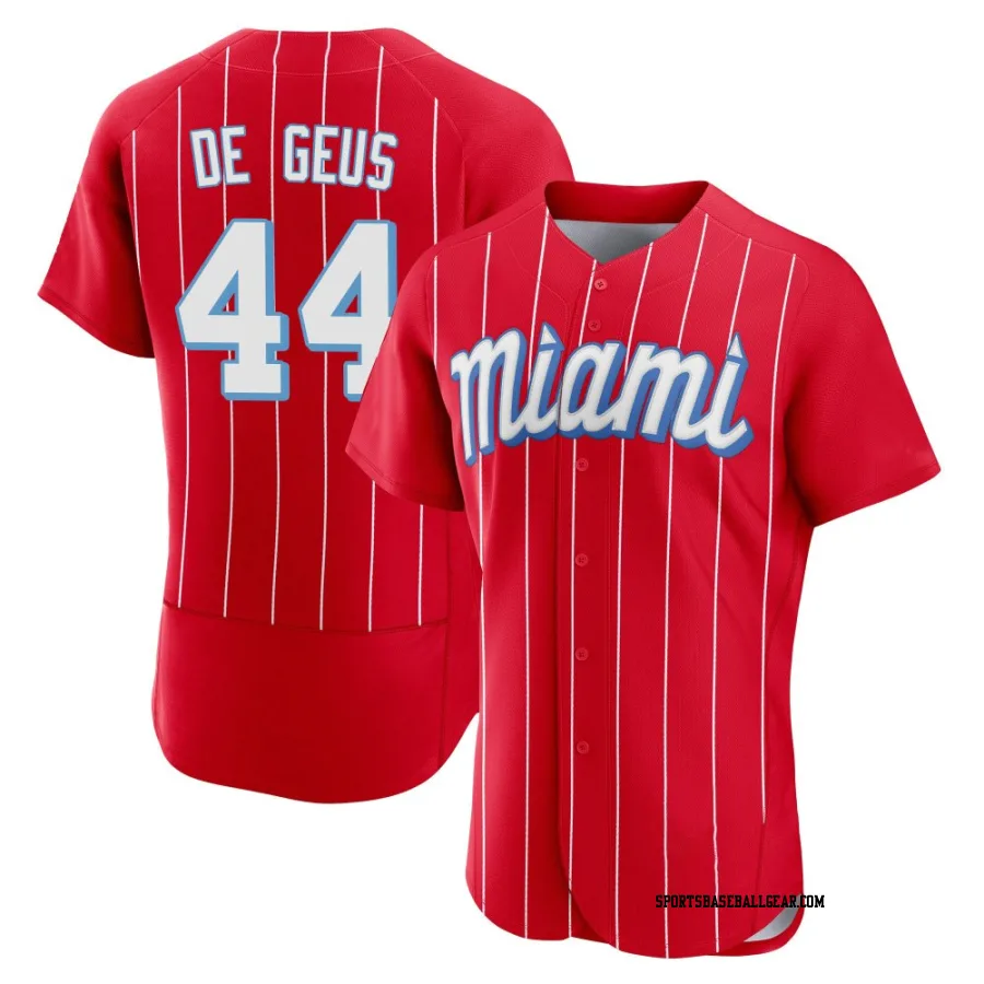 Brett de Geus Men's Miami Marlins Red Authentic 2021 City Connect Jersey