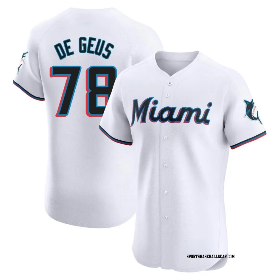 Brett de Geus Men's Miami Marlins White Elite Home Jersey
