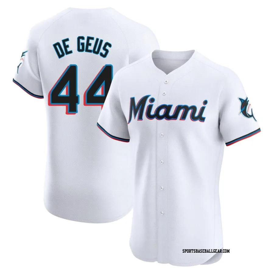 Brett de Geus Men's Miami Marlins White Elite Home Jersey