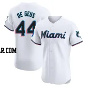 Brett de Geus Men's Miami Marlins White Elite Home Patch Jersey