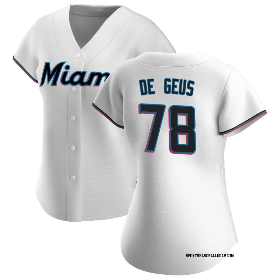 Brett de Geus Women's Miami Marlins White Authentic Home Jersey
