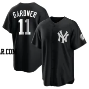 Brett Gardner Men's New York Yankees Black/White Replica Jersey