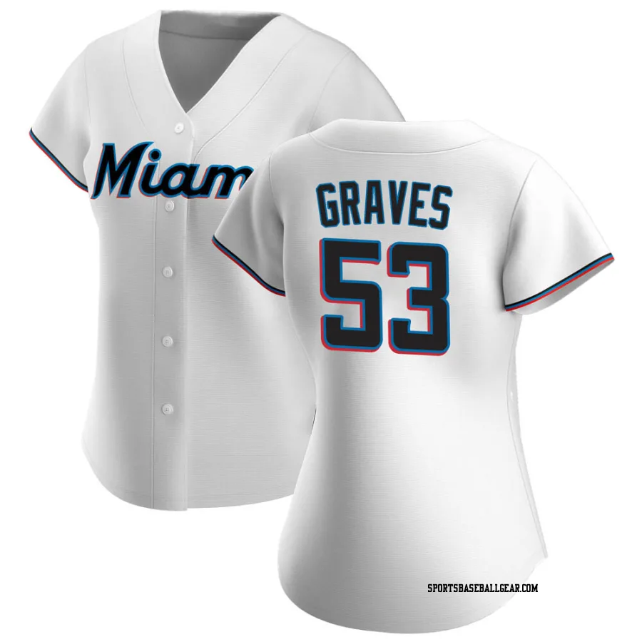 Brett Graves Women's Miami Marlins White Replica Home Jersey