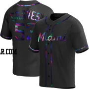 Brett Graves Youth Miami Marlins Black Holographic Replica Alternate Jersey